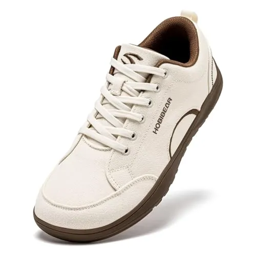 HOBIBEAR Zapatos Barefoot para Hombre y Mujer Punta Ancha Minimalistas Unisex de Lona Antideslizantes para Caminar(Caqui,EU 38)