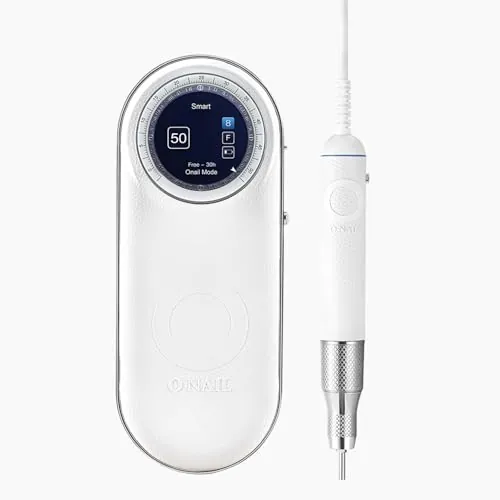 Torno para Uñas Profesional 50000RPM - O NAIL Lima Eléctrica Uñas Pantalla LCD, 2x Más Rápido, Inalámbrico, Modo Principiante, Set de Brocas 3mm, Kit Pedicura Pies Gel Acrílicas, Salón y Hogar