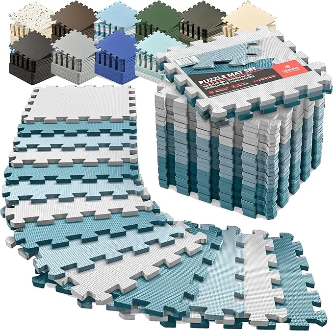 Esterilla Fitness Puzzle para Suelos de Gimnasio | Set de Protección Goma Espuma Losas Caucho para Máquinas de Deporte, Alfombrilla Protector Expandible Tatami Tapiz Alfombra Colchonetas Pesas Gym