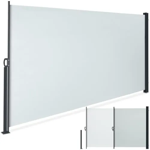 tectake® Toldo Retractil Exterior Lateral, Separador de Ambientes, Toldo Impermeable Enrollable, Toldos Exterior Terraza, Estructura de Acero, Mecanismo Automático - 200 x 300 cm Gris