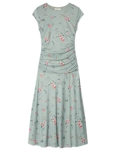 Vestido Midi con Cuello EN V Y Encaje