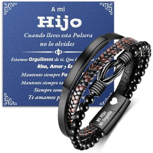 Jbniuay - Pulsera de cuero para niño, regalo de cumpleaños 18, aliento y motivación