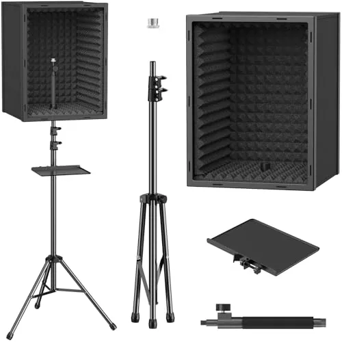 TONOR Escudo de Aislamiento de Micrófono para Estudios, Caja de Espuma Acústica Enmarcada para Grabación Profesional, Filtro de Micrófono para Absorción de Sonido, Cabina Vocal, Podcast, 190 cm
