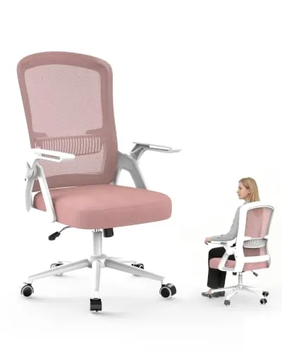 rattantree Silla de Escritorio Ergonómica Rosa Blanco para Hogar y Oficina
