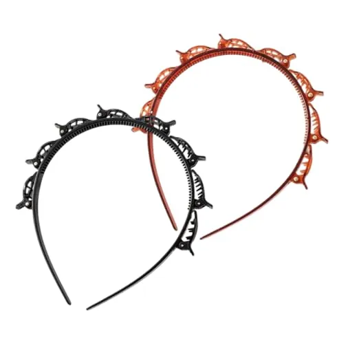 2 diademas con pinzas,2pcs Diadema con Pinzas, Diademas Mujer,Diadema con Horquilla, Horquilla de peluqueríadiadema con cinta para la cabeza