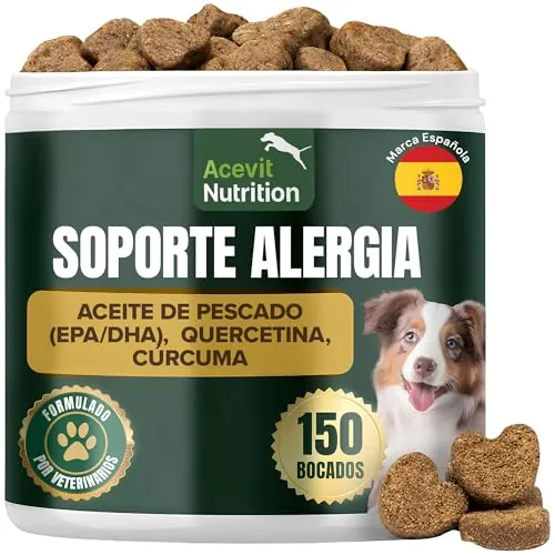 Alivio Alergia Perros, 150 uds, 100% Natural – Suplemento Inmunológico y de Piel – Picazón, Rascado, Enrojecimiento y Patas Irritadas – Calma y Confort Canino | Acevit Nutrition