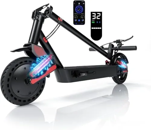 HX D06 Patinete Eléctrico para Adultos Plegable, Motor de 500 W, Batería de 16/25Ah, Autonomía de 40 a 70 km, 25 KM/H, Amortiguadores Dobles Delanteros y Traseros, LCD, App, Desplazamientos Diarios