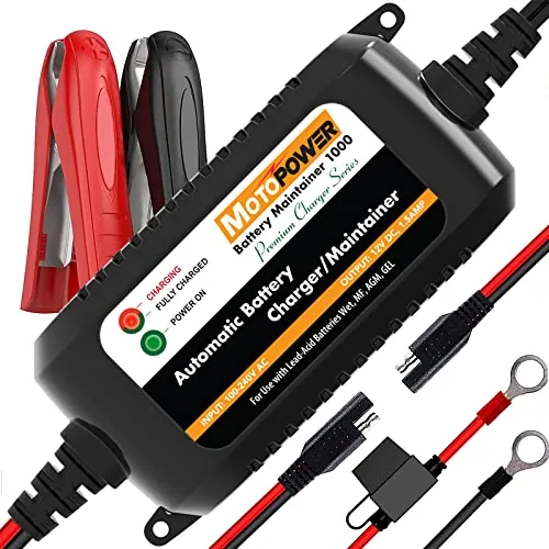 MOTOPOWER MP00206A 12V 1.5A Totalmente automático Cargador de batería/Mantenedor de automóviles, Motocicletas, vehículos Todo Terreno, Ellos, los RVs Powersports, Paseos en Bote y más