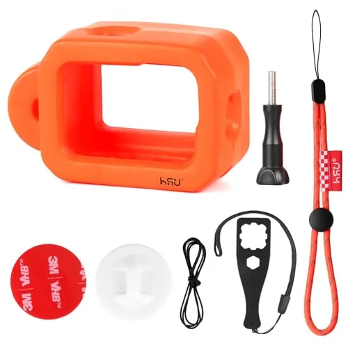 HSU Funda Flotante para GoPro Hero 13/12/11/10/9, Accesorio Carcasa Flotante para Deportes Acuáticos Surf Natación Buceo (Naranja)
