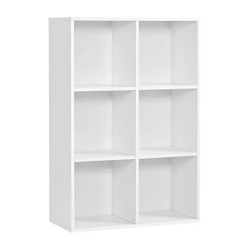 VASAGLE CUSTOS Colección - Estantería, Librería con 6 Compartimentos, Estantería de pie, Estantería con Cubos, para Sala de Estar, Estudio, Comedor, Blanco Nube LBC203DV1