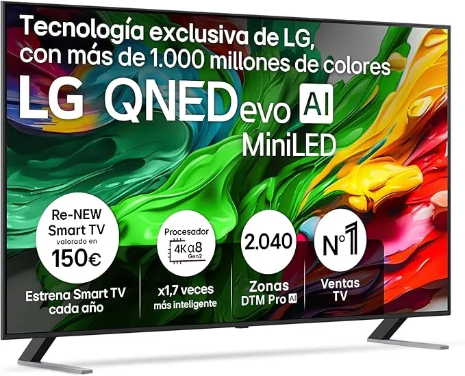 LG 75QNED85A6C - TV 75", 4K QNED EVO, Smart TV, WebOS 25, Procesador Potente e Inteligente, MiniLED AI, Super Upscaling, Dolby Vision y Dilgital Plus, Alexa/Google Assistant, Negro