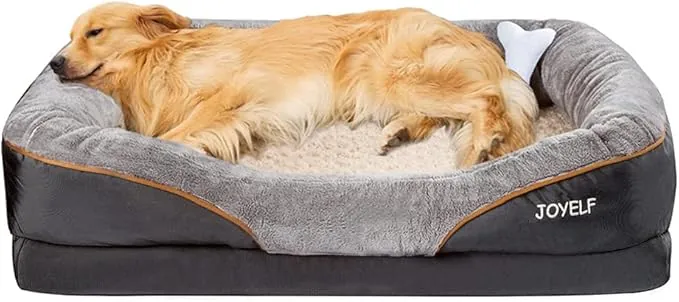 JOYELF X-Large Cama de Espuma viscoelástica para Perros, Cama ortopédica para Perros y sofá con Funda extraíble Lavable y Juguete chirriador como Regalo