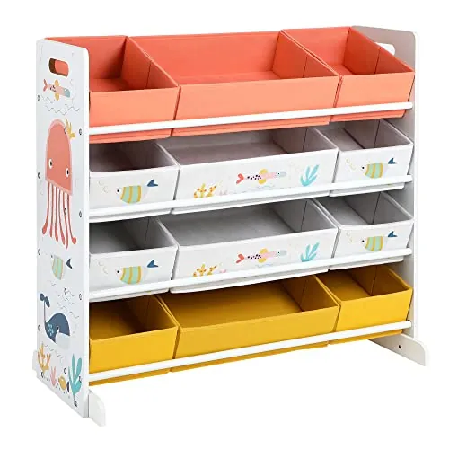 SONGMICS Estantería de Juguetes, Organizador Infantil con 12 Cajas
