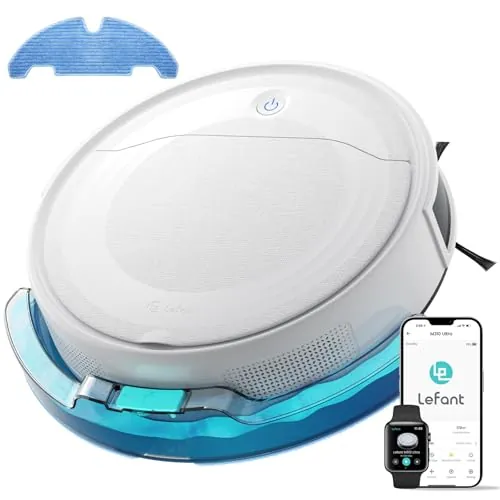 Lefant M310 Ultra 3 en 1 Robot Aspirador y Fregasuelos con Succión de 6000Pa, 170 min, Mapeo Láser ToF, Evasión de Obstáculos PSD de 190°, Reconocimiento de Alfombras, WiFi/App/Alexa, Blanco