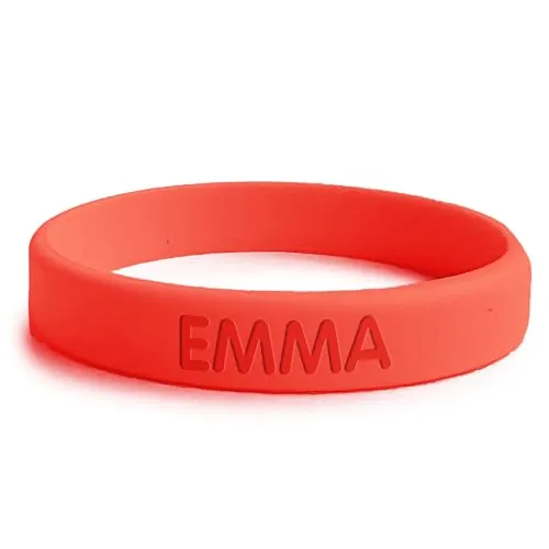 bienpegado Pulsera personalizada SOS para niños de silicona, ideal para salidas y paseos. utilizarlas en varios tamaños y paseos. Resistente al agua y duradera (Rojo).