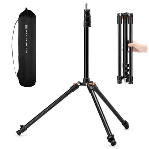 K&F CONCEPT Trípode de fotografía 200 cm, trípode de lámpara de Aluminio Reversible Ajustable Trípod para teléfono Celular con Tornillo de 1/4 "Bolsa de trípode para cámara de luz estroboscópica