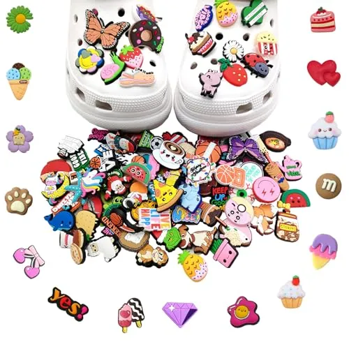 HEOUCH 100 Piezas Shoe Charms, Adornos de Zapatos de Dibujos Animados, PVC Accesorios para Zapatos, Moda Decoración del Zapato DIY, Decoración de Zapatos Lindos, para Zuecos, Chanclas