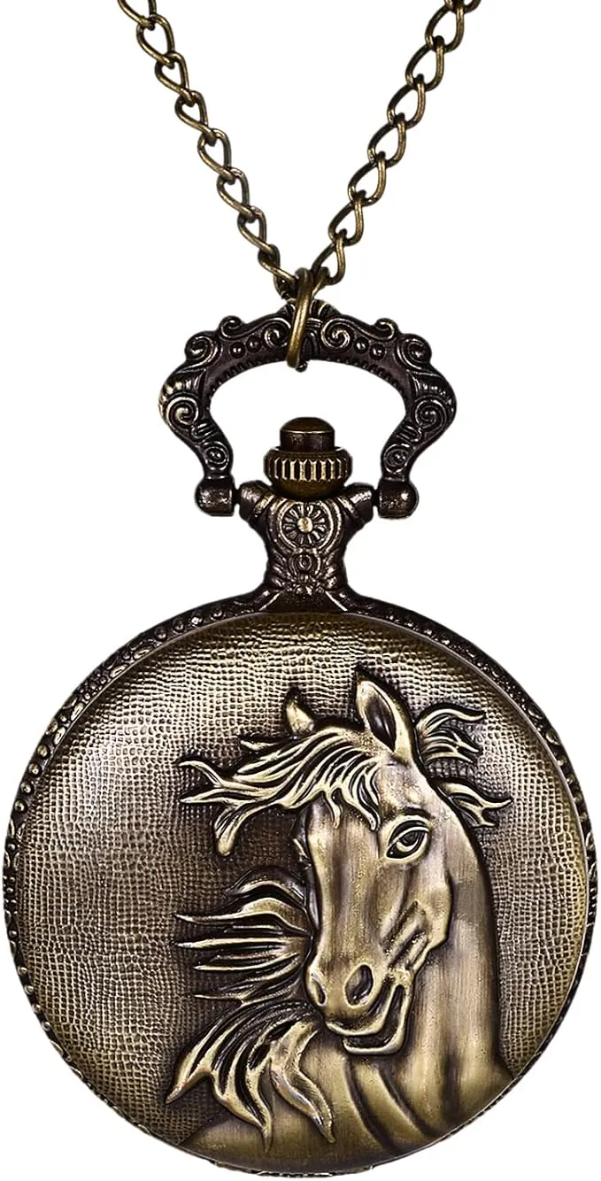 JewelryWe Relojes de Bolsillo para Hombre y Mujer, Relojes de Bolsillo Esqueleto, Relojes de Bolsillo Vintage, Relojes de Bolsillo Multiestilo y Multiestampado, Esferas con Números Romanos/Arábigos