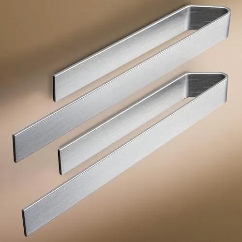 Design Hamburgo Toalleros de Baño sin Taladro | Toallero Adhesivo para baño y Cocina | Cuelga Toallas Baño Adhesivo | Diseño Moderno | 2X 40 cm Plateado Cepillado