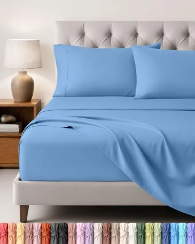 Utopia Bedding Juego de Sabanas 4 Piezas, 180x200cm, Azul Holandés