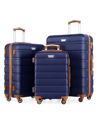 COOLIFE Juego de Maletas 3 Piezas para Viajes Familiares, M+L+XL, ABS+PC