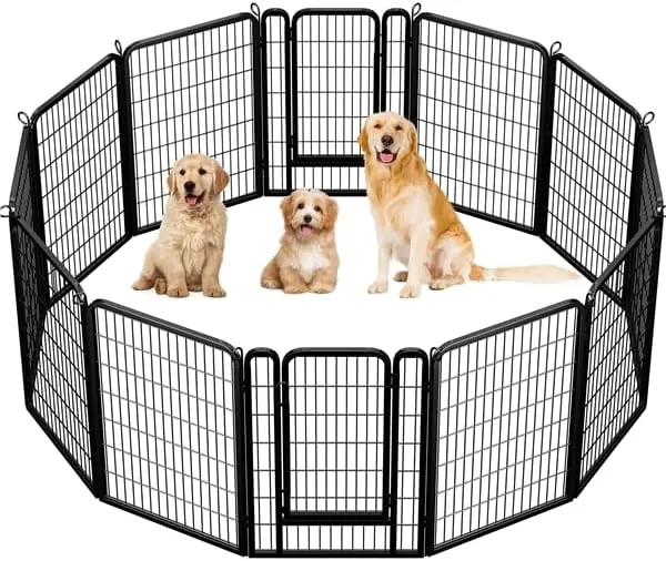 Yaheetech - 12 Paneles de Parque para Perro, Jaula para Perro, recinto para pequeño Animal con Puerta Interior Exterior