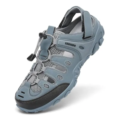 SAGUARO Sandalias de Trekking para Hombre Mujer con Puntera Cerrada Sandalias Deportivas de Verano Cómodas Transpirables Sandalias de Senderismo Gris Oscuro 40 EU