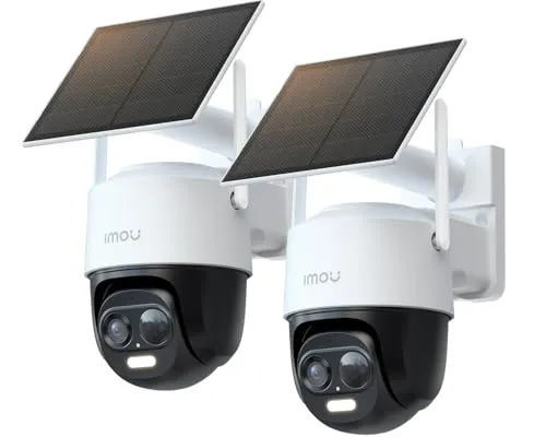 Imou 2K Cámara Vigilancia WiFi Exterior Solar 2-Pack, Cámara Sin Cable de Batería Duración de 365 Días de 5000mAh, Visión Nocturna en Color, Detección de Humana, Cell PT 2C