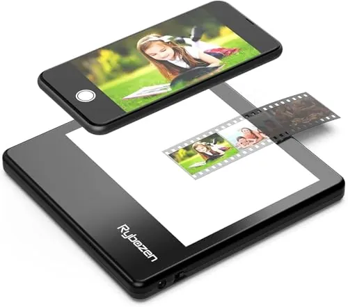 Rybozen Escáner de Diapositivas Portátil Ultradelgado con Panel, Visor de Diapositivas, de con Tablero de luzLEDde 5" x 4" Convierte Fotos Digitales