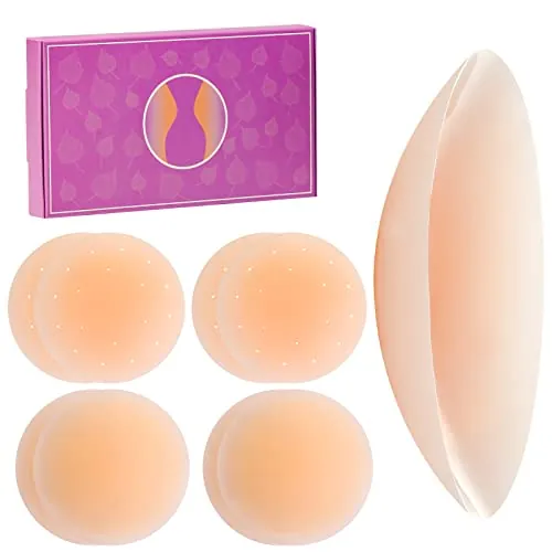 Tacilin 4 Pares Cubierta de Pezón Pezoneras de Silicona 8CM/3IN Breast Sujetadores Adhesivos Invisibles Reutilizable Cubierta Invisible Tapas de Pezones Impermeables para Mujer
