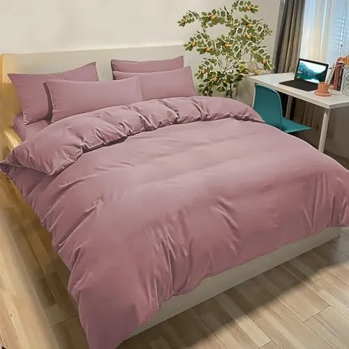 Poligino Funda Nórdica 240x220cm para Cama 150 | 100% Microfibra Hipoalergénica Suave y Transpirable | Certificado Oeko-Tex | con 2 Fundas de Almohada 50x80cm - Rosa Oscuro