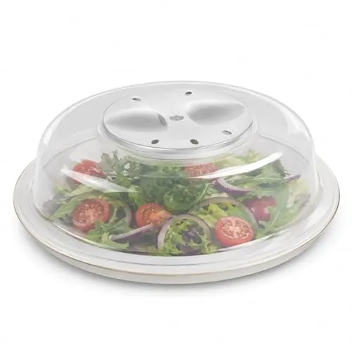 PARENCE.- Campana universal de horno microondas/tapa de alimentos, prevención de astillas, olor, cocción uniforme - 24 cm, transparente