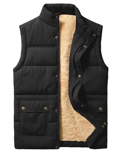 Xnova Chaleco Hombre con Forro Polar Casual (Negro, XL)