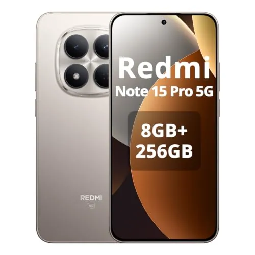 XIAOMI REDMI Note 15 Pro 5G - Smartphone de 8+256GB, Pantalla de 6,83" 1.5K AMOLED, MediaTek Dimensity 7400-Ultra, cámara de 200MP, batería de 6580 mAh, Titanio Color