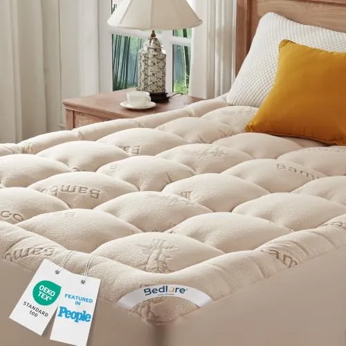 BEDLORE Topper 140x200cm, Fibra de Bambú Suave y Transpirable(Beige)