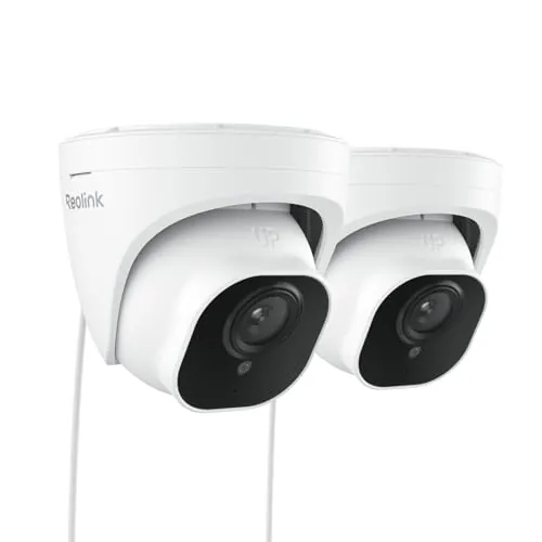 Reolink 5MP PoE Cámara de Vigilancia Exterior con Detección de Personas/Vehículos, Impermeable, IR Visión Nocturna, Audio, con Ranura para Tarjeta SD RLC-520A 2 Pack（Versión Actualizada del RLC-520