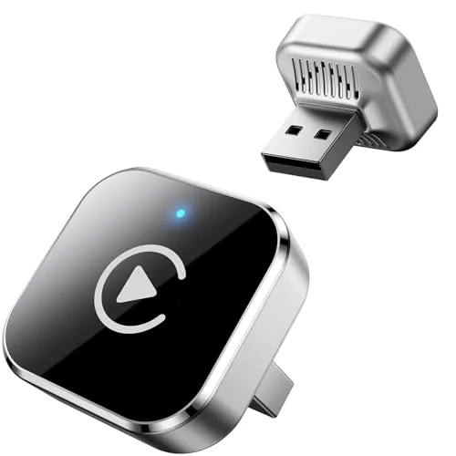 Ancvet Adaptador CarPlay Inalámbrico y Android Auto, Mini Convertidor USB-A/USB-C Plug & Play, de Cable a Inalámbrico, WiFi 2.4GHz/5GHz, Conexión Automática, para Coches con CarPlay, Plata