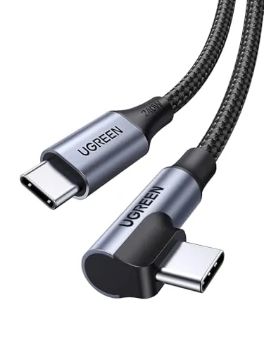 UGREEN Cable USB C 240W Carga Rápida PD 3.1 90 Grados (2M) | Tipo C Trenzado Nylon, Compatible con iPad Macbook, iPhone 18 Pro Max/17/16/15, Galaxy S26/S25 Ultra, Pixel 10/9/8, etc.