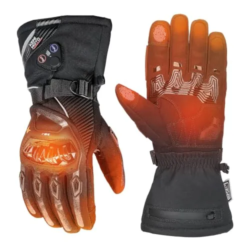 KEMIMOTO Guantes Calefactables Moto Impermeables, Doble Zona Control Independiente, 3000mAh Baterías, Retención de Calor Desde -20℃ a -5℃, para Moto, Uso Diario, Esquí, Camping, Motos de Nieve