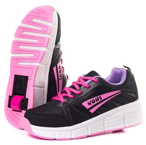 Zapatillas Deportivas con Ruedas automáticas retráctiles. Negro/Rosa. Talla 36