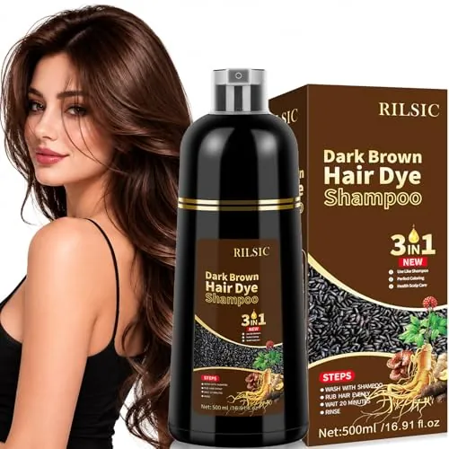 500ml Champú Color Castaño Oscuro,Hair Dye Shampoo