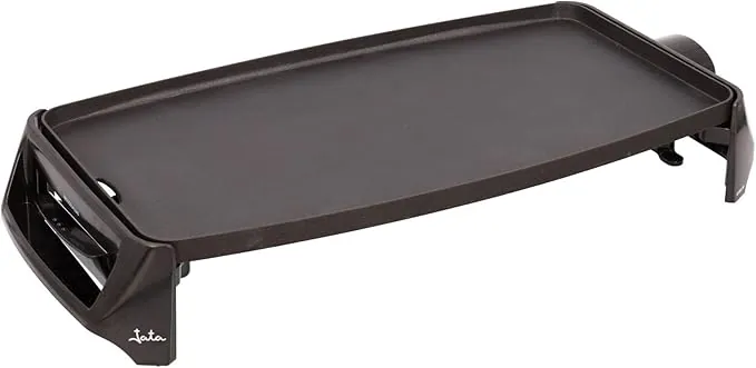 Jata Gr195 Plancha de Asar Cocina Por Igual en Toda La Superficie 46 X 25 Cm Antiadherente Libre de Pfoa Muy Resistente Al Rayado Fácil Limpieza con Bandeja Colectora de Salsas, 2200 W, Color Negro
