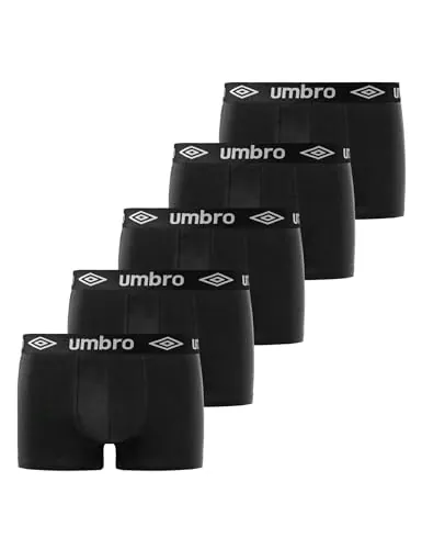 Umbro Calzoncillos Hombre Boxer 100% Algodón, Pack de 5, Negro CLA (2XL)