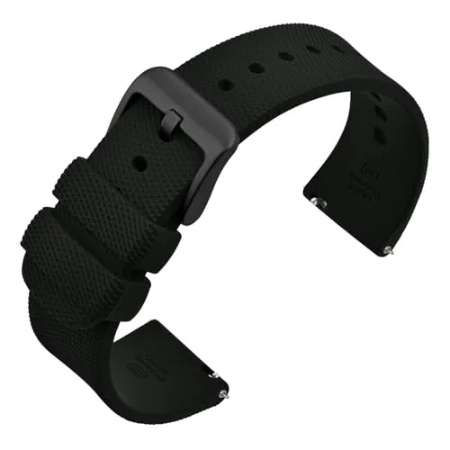 ANNEFIT Correas de Reloj de Silicona para Hombre y Mujer, Pulsera de Repuesto 20mm de Liberación Rápida, Hebilla Negra (Negro)