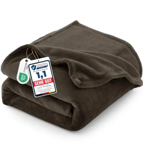 CozyLux Manta Sofa Grande 230x270 cm Marrón, Franela Suave de 260 g/m² | OEKO-TEX 100, Regalos de Cumpleaños para Mamá Ella, Grande Manta Cama 160/180, Decoración Cálida del Hogar