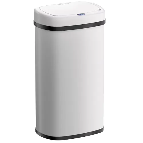 Monzana® Cubo de Basura Sensor Cocina 50L Acero Inoxidable Tapa Automática Extraíble Anillo Seguridad incl. Cable USB Indicador LED Casa Oficina Blanco