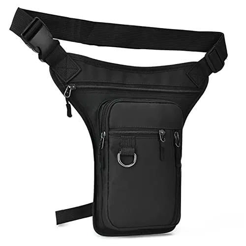 Bolsa de Pierna – Bolsa para cinturón de Pierna para Hombres y Mujeres – Bolsa Multiusos para la Pierna de la Motocicleta Viajes al Aire Libre – Riñonera Senderismo Escalada – Bolsa de Muslo – Negro