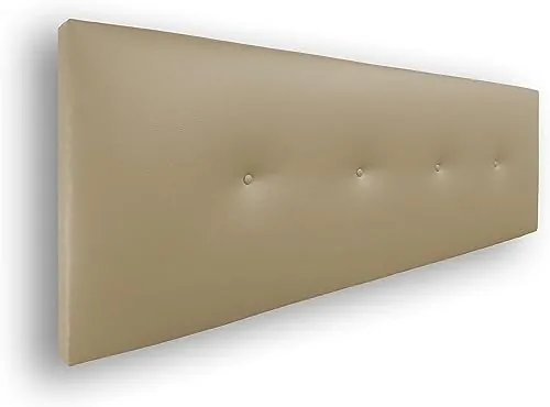 Silcar Home - Cabecero de Cama 135 Beige Silvi - Tapizado, Estructura Madera, Hilera Botones Estilo Moderno - Fácil Instalación, Acolchado Confort - 135 cm, Polipiel Beige
