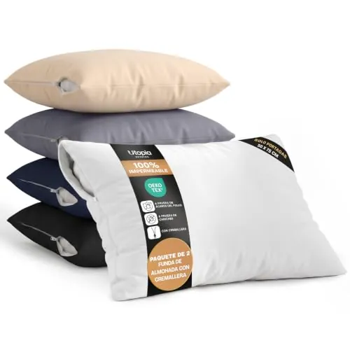Fundas De Almohada Impermeables con Cremallera, 50 x 70 cm, Juego De 2