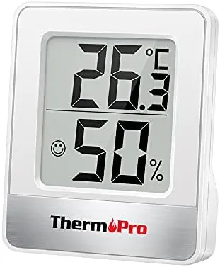 ThermoPro TP49 Pequeño higrómetro digital, termómetro de interior para controlar la temperatura y medir la humedad, para la comodidad en la oficina y en casa, termómetro para reptil